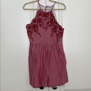 Charlotte Russe Pink Striped Lace Halter Dress
